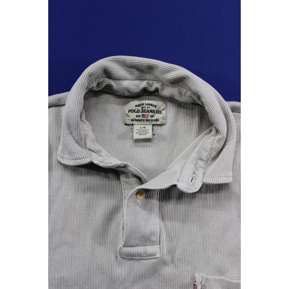 Vintage‎ 1990s Ralph Lauren Polo Jeans Co Polo Shirt Cotton Algodon Large Beige